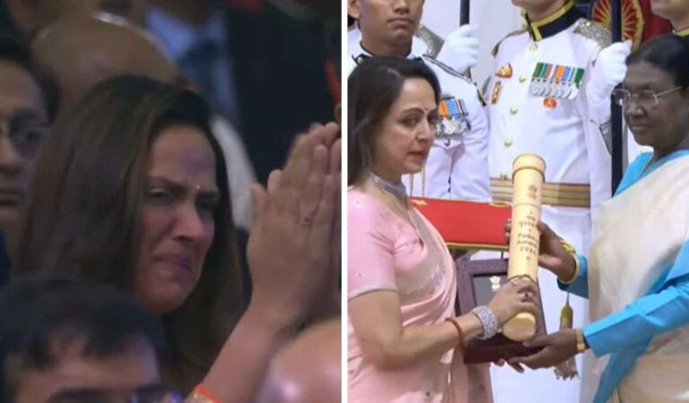 😢 Ahana Deol Breaks Down in Tears as Hema Malini Accepts Dharmendra’s Padma Vibhushan — The Moment That Left an Entire Nation Crying